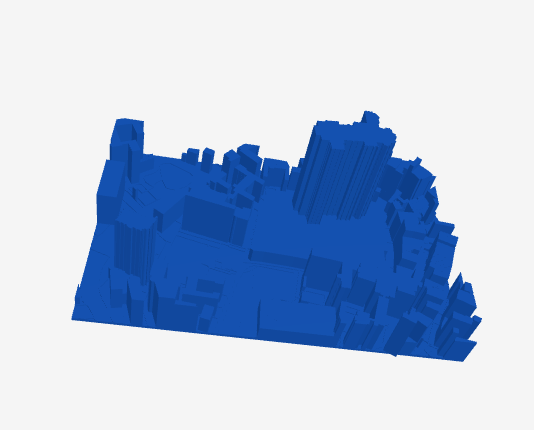 Parameter-Dialog für 3D-Stadtmodell: Maßstab, Überhöhung, Kantenradius
